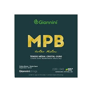 Encordoamento Violão Giannini Nylon MPB GENWG Cristal/Ouro Media