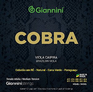 Encordoamento Viola Caipira Giannini Cobra GESVNM Tensão Media