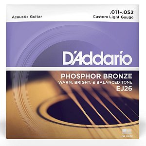 Encordoamento Violão D'Addario EJ26 11/52 Aço Phosphor Bronze