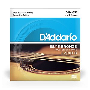 Encordoamento Violão D'Addario EZ910-B 11/52 Aço Bronze