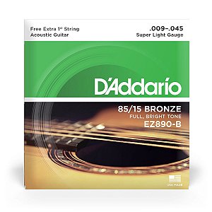Encordoamento Violão D'Addario EZ890-B 09/45 Aço Bronze