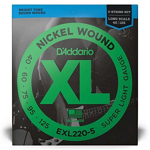 Encordoamento Baixo D'Addario XL Nickel EXL220 5C 40/125