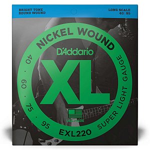 Encordoamento Baixo D'Addario EXL220 4C 40/95 XL Nickel