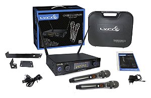 Microfone Lyco Uhxpro-02mm Uhf Sem Fio Duplo Lcd Com Maleta