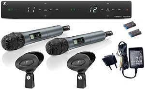 Microfone Duplo Sennheiser Xsw1-825-dual S/ Fio Preto