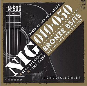 Encordoamento P/ Violão Aço NIG N-500 / 010 Bronze