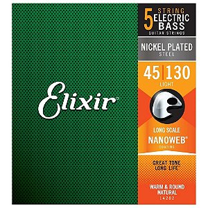 Encordoamento Contrabaixo Elixir 5 Cordas 045 Nanoweb Light L.S 14202