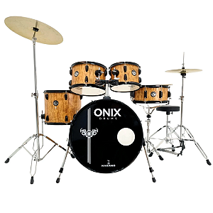 Bateria Acustica Onix Smart 22" KDS KOA  Completa Banco Pratos