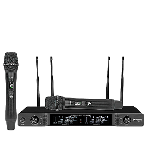 Microfone Kadosh Sem Fio Duplo De Mão K 622M Preto