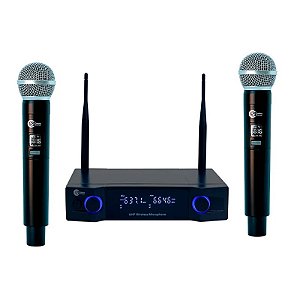 Microfone Sem Fio Custom Sound CW40 C/ Receiver 2 Bastões Preto