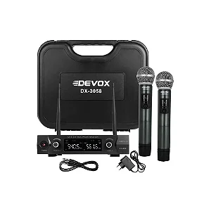 Microfone Devox Duplo S/fio Uhf Dx-3058 Digital Grafite Cor Grafite Escuro