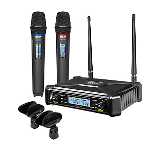 Microfone SKP Sem Fio Duplo UHF600 Pro