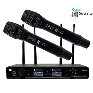 Microfone Sem Fio TSI DUO-4-UHF Duplo Preto