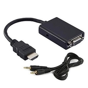 Cabo Conversor Adaptador Hdmi Para Vga Com Saída P2 Áudio