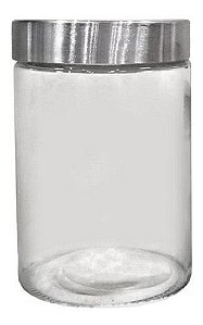 Pote Vidro Liso Médio Tampa Inox Mantimento Cozinha