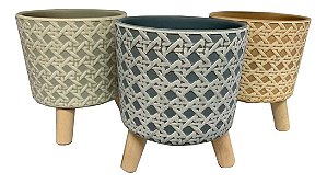Cachepot Com Pé Terra Cota 12x12x10 Cores Variadas