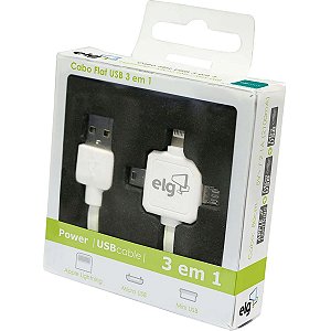 Cabo 3 em 1 para Lightning ELG Micro USB Mini USB 80cm