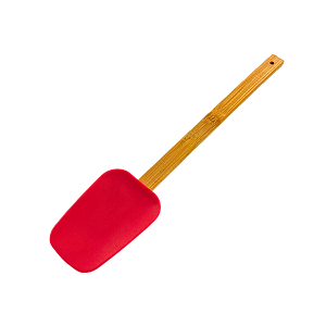 Espátula Reta Silicone e Bamboo Vermelha