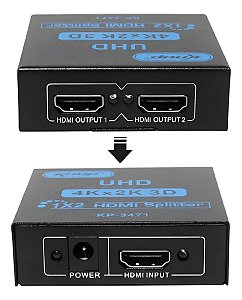 Splitter HDMI Divisor 1 Entrada 2 Saidas 1.4 3D Full HD 1080