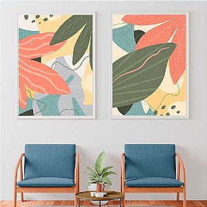 Conjunto com 2 Quadros FineArt  Abstratos Natureza Colorida