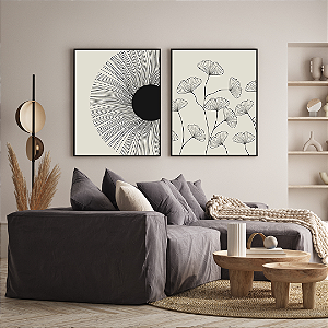 Conjunto com 2 quadros FineArt Abstrato Floral