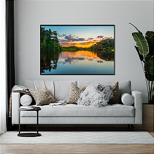 Quadro FineArt Reflexão do Pôr do Sol na Bacia da Floresta Amazônica