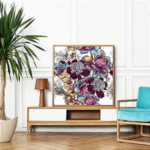 Quadro FineArt Ilustração Flor Peônia