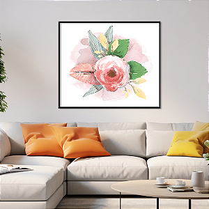 Quadro FineArt Ilustração de Flor Rosa em Aquarela