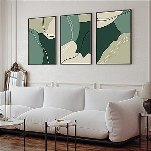 Obra Abstrato com Formas e Linhas em Verde - Artista Aline Wollinger