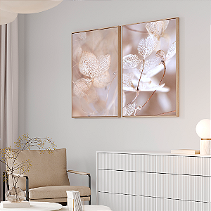 Conjunto com 2 quadros FineArt Flores Hortênsias Secas
