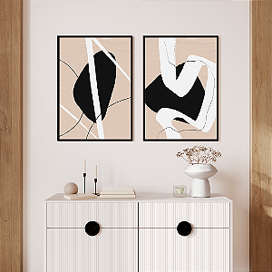 Conjunto com 2 quadros FineArt Abstrato Sombra e Areia