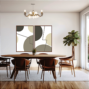 Conjunto com 2 quadros FineArt Abstrato com Formas em Sintonia