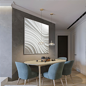 Quadro FineArt Abstrato Silêncio em Relevo Branco