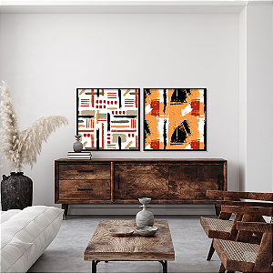 Conjunto com 2 quadros FineArt Abstrato Tribo Urbana