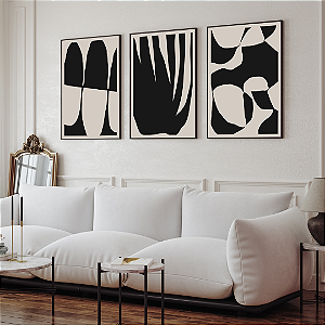 Conjunto com 3 quadros FineArt Formas Silenciosas