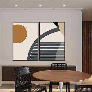 Conjunto com 2 quadros FineArt Abstrato Arquitetura do Sol
