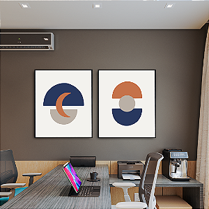 Conjunto com 2 quadros FineArt Abstrato Geometria Solar e Lunar