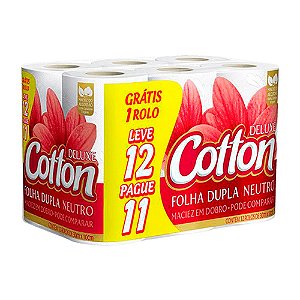 PAPEL HIGIÊNICO FOLHA DUPLA COTTON 12 ROLOS