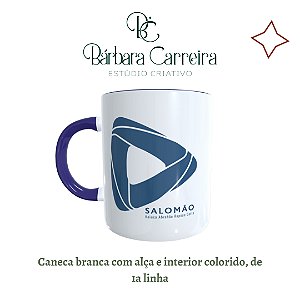 Caneca branca com alça e interior coloridos