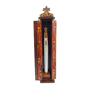 Oratórios + figura religiosa esculpida em madeira de 10cm - Fatima