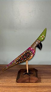 Artesanato Pássaros de Madeira - 17cm - Sérgio D. Inês - Cód. 4.666