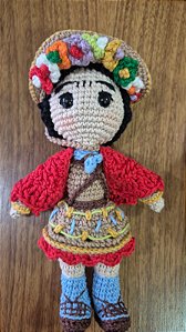 Boneca Frida Cangaceira Amigurumi 20cm