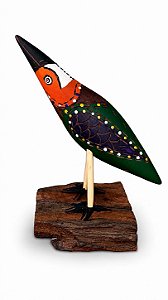 Artesanato Pássaros de Madeira - 14cm - Sérgio D.Inês - Cód. 5.507