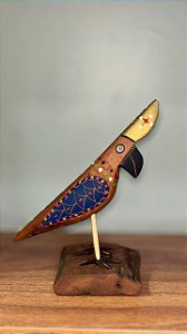 Artesanato Pássaros de Madeira - 17cm - Sérgio D.Inês - Cód. 4.669