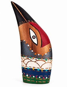 Artesanato Cabeças de Madeira - 14cm - Sérgio D.Inês - Código 5.638
