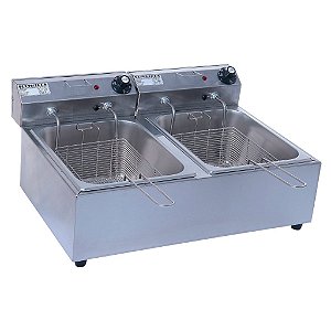 FRITADEIRA ELÉTRICA INOX -  2 CUBAS 5 LITROS (CADA) 220V - SUPRITECS - 35000W - REF. 587