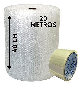 Plastico Bolha - 40cm X 20 Metros + Fita Adesiva Brinde