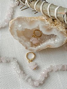 Argolinha Quartzo Rosa Ouro