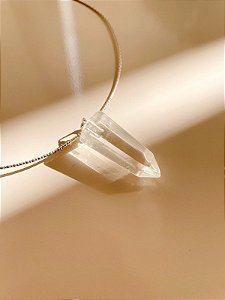 Colar Aro Quartzo Transparente Prata