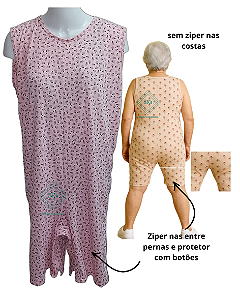 Macacão adaptado feminino , para pessoas com Alzheimer ,que tiram a roupa e fralda / COM ZIPER